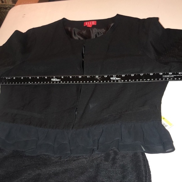 Studio M black size medium skirt semi tiered sheer lined pull on stretch - Picture 11 of 13